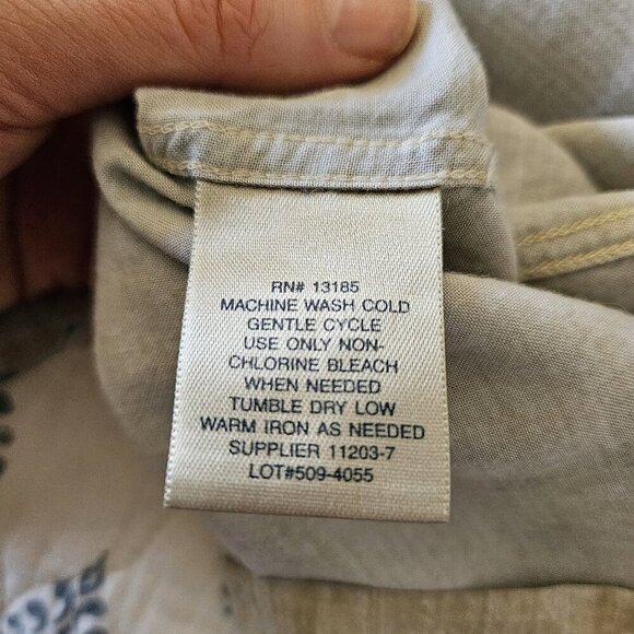 Island Shores XL Beige & Blue Palm Rayon Hawaiian Shirt - Picture 10 of 11